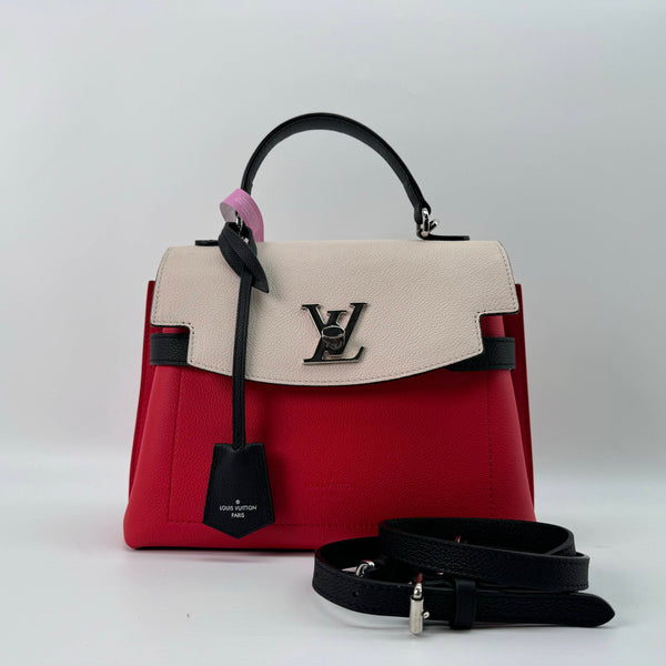 【TikTok Livestream】Louis Vuitton/LV Lockme Ever MM Red/Off White Shoulder Bag/Handbag