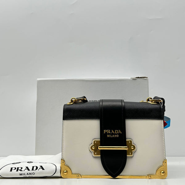 【TikTok Livestream】Prada Cahier Flap Black/White Crossbody