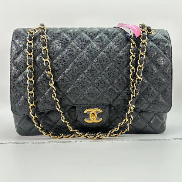 Chanel/CC Classic Double Flap Maxi Bag Caviar Black with Gold Hardware Shoulder Bag