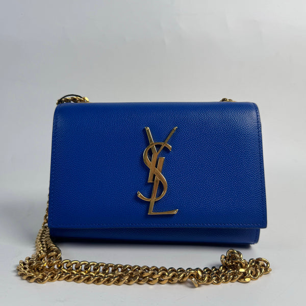 【TikTok Livestream】Saint Laurent/YSL Kate Small Caviar Blue Crossbody