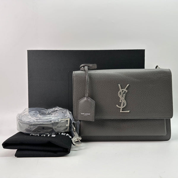 【TikTok Livestream】Saint Laurent/YSL Sunset Medium Grey  Shoulder Bag