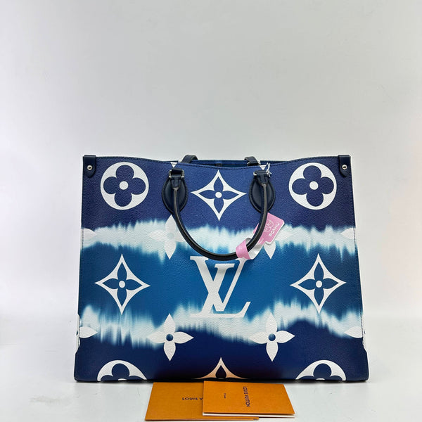 【TikTok Livestream】Louis Vuitton/LV On The Go GM Monogram  Coated Canvas Blue Tote Bag