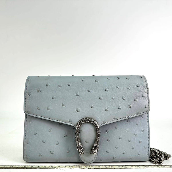 【TikTok Livestream】Gucci/GG Dionysus Mini Light Ostrich Blue Limited Edition Crossbody