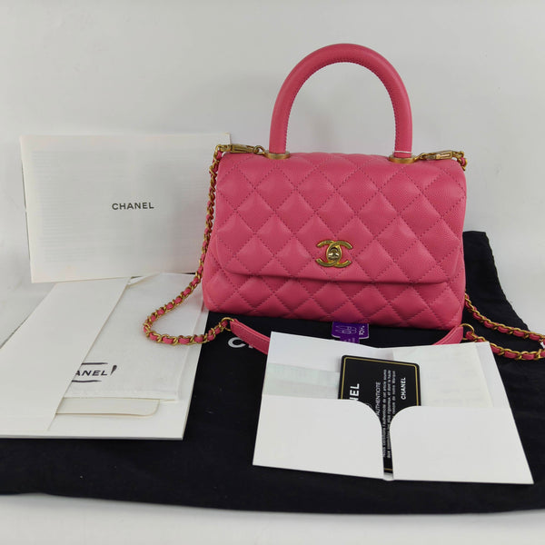 Chanel/CC Coco Small Handle Caviar Pink Shoulder Bag