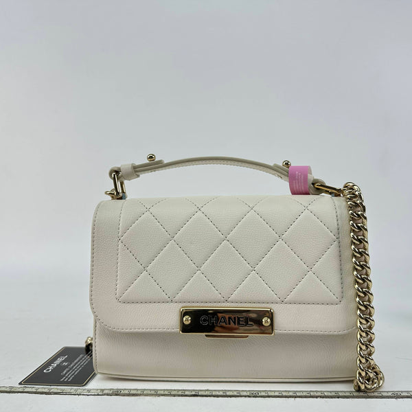 Chanel/CC Label Click Small White Flap Bag Shoulder Bag