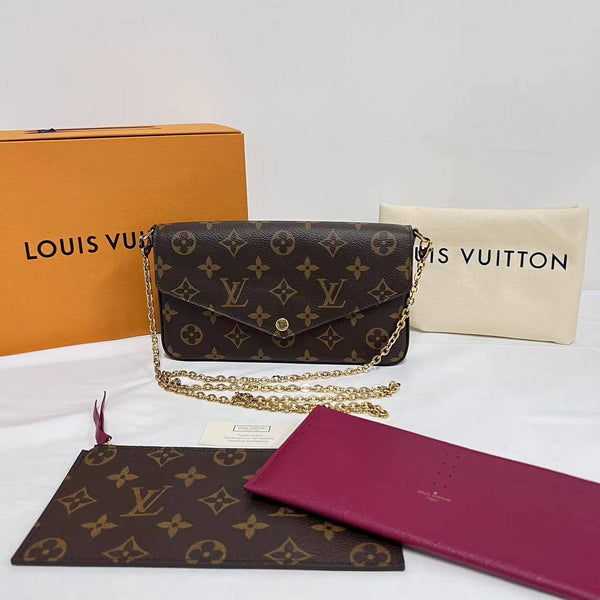 【TikTok Livestream】Louis Vuitton/LV Pochette Felicie Monogram Burgundy Interior Crossbody