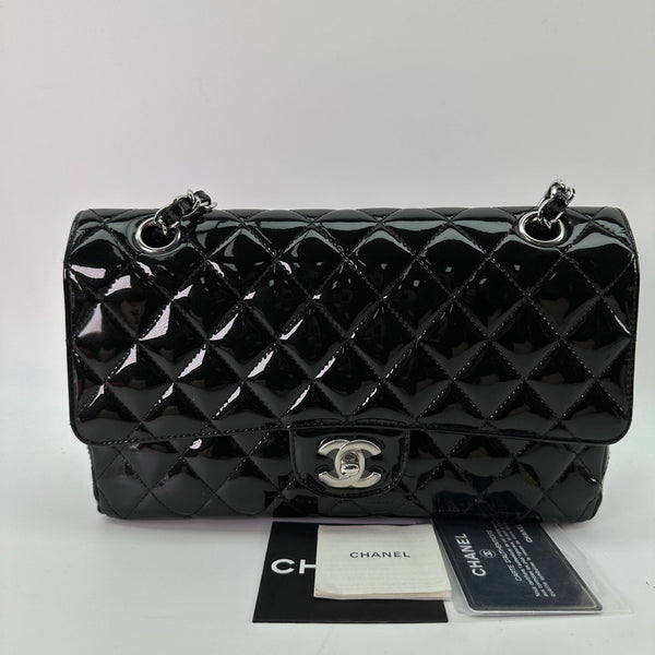 Chanel/CC Classic Double Flap Diamond Quilted Patent  Black Crossbody