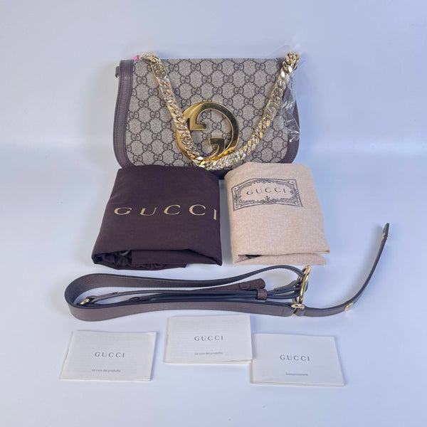 【TikTok Livestream】Gucci/GG Blondie GG Supreme Canvas Beige Shoulder Bag