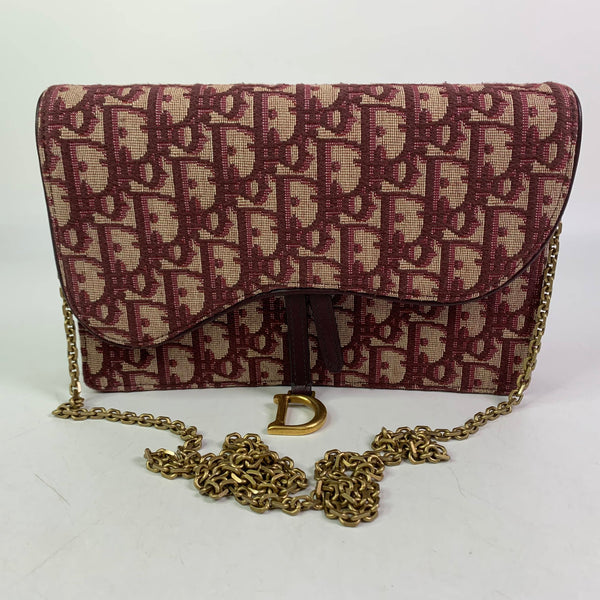 【TikTok Livestream】DIOR/CD Saddle Oblique Jacquard Saddle Oblique Jacquard Burgundy Chain Burgundy WOC/Crossbody