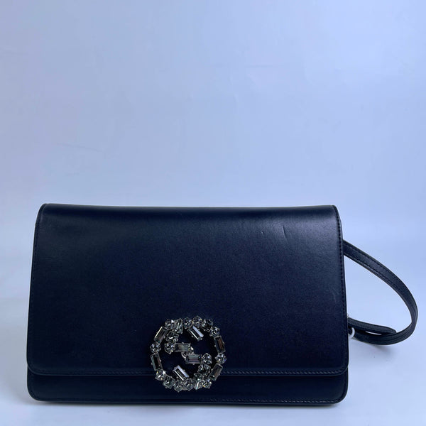 【TikTok Livestream】Gucci/GG Broadway GG Crystal Black Clutch