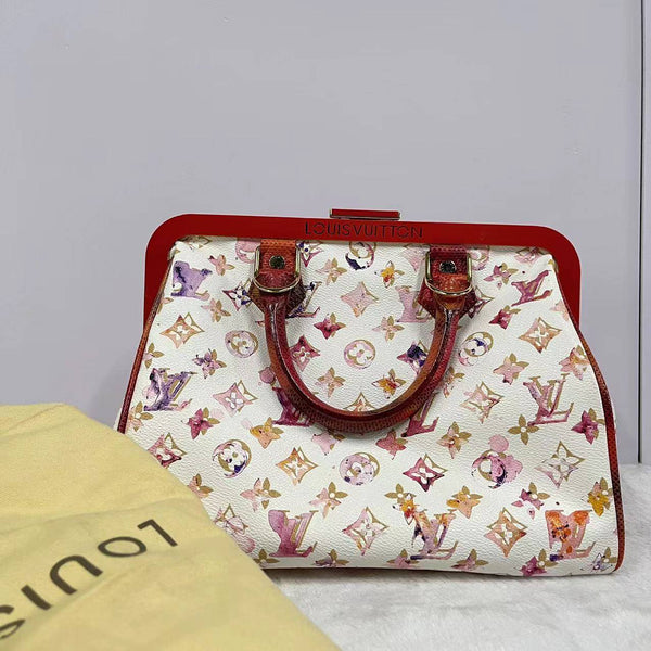 【TikTok Livestream】Louis Vuitton/LV Vintage Frame Speedy 30 Limited Edition Coated Canvas Monogram Aquarelle Handbag