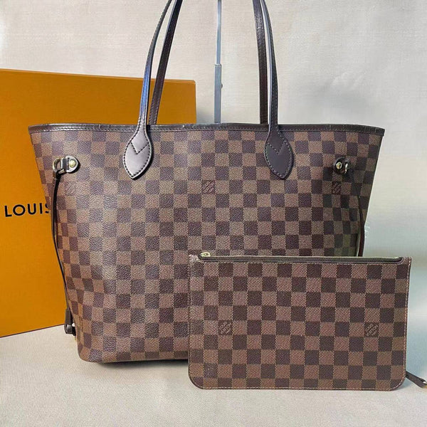 【TikTok Livestream】Louis Vuitton/LV Neverfull MM Coated Canvas Damier Ebene Tote Bag