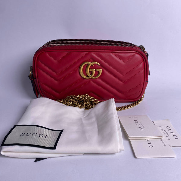 【TikTok Livestream】Gucci/GG Marmont Triple Zip Red Crossbody