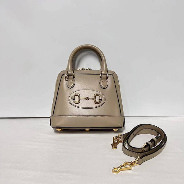 【TikTok Livestream】Gucci/GG Horsebit 1955 Mini Top Handle Bag Beige Crossbody Bag