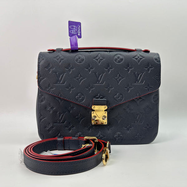 【TikTok Livestream】Louis Vuitton/LV Pochette Metis Monogram Empreinte Navy/Red Crossbody/Shoulder Bag