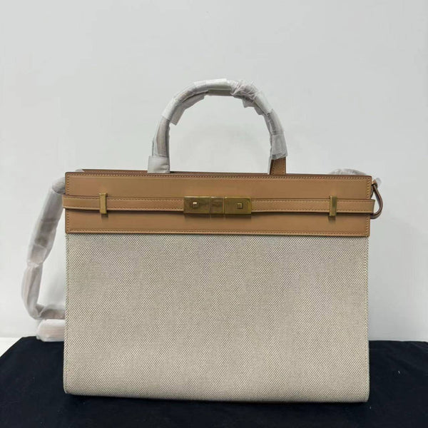 【TikTok Livestream】Manhattan Beige Manhattan Bi-Material Beige Shoulder Bag/Handbag