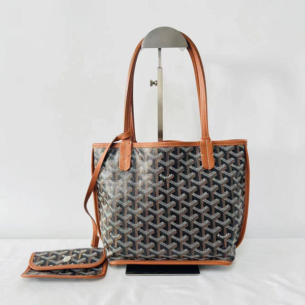 【TikTok Livestream】Goyard Anjou Mini Coated Canvas Black Tote Bag