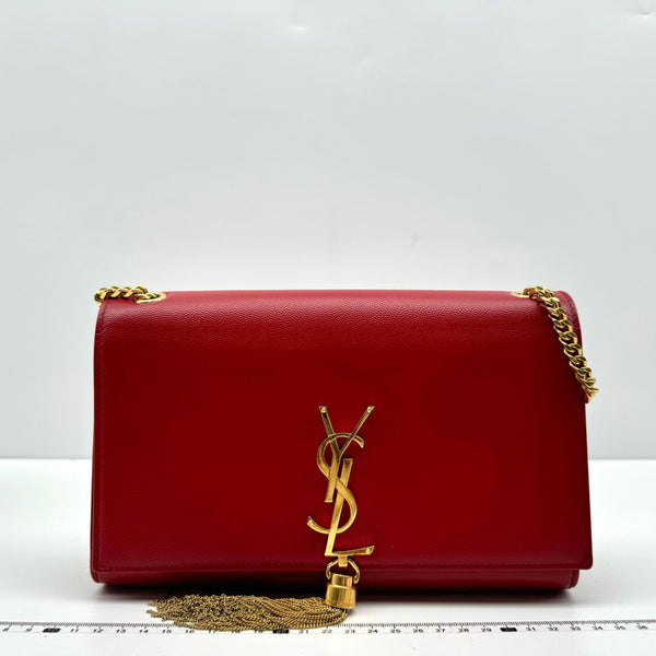 【TikTok Livestream】Saint Laurent/YSL Caviar Kate Medium With Tassel Red Crossbody