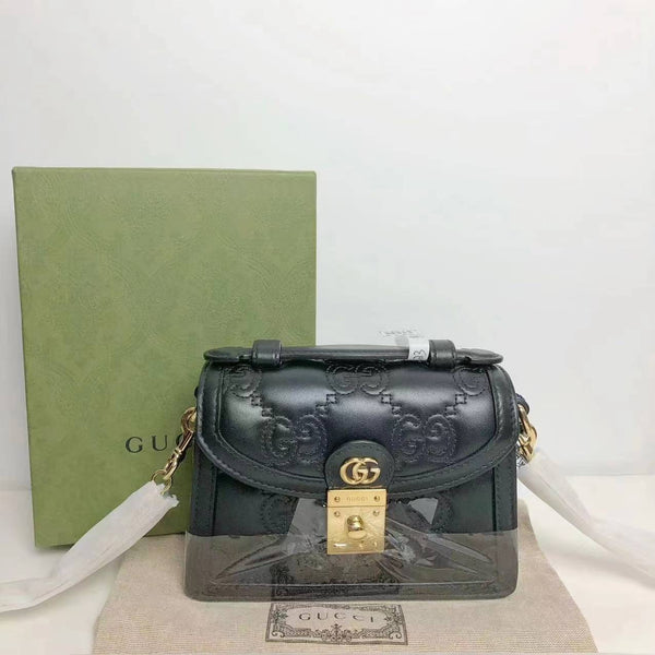 【TikTok Livestream】Gucci/GG Marmont Quilted Matelassé Top Handle Black Shoulder Bag