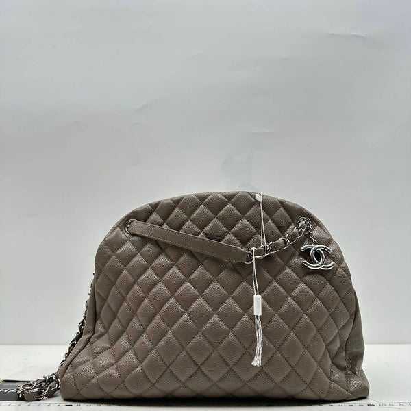 Chanel/CC Just Mademoiselle Large Bowling Bag Quilted Caviar Grey Shoulder Bag