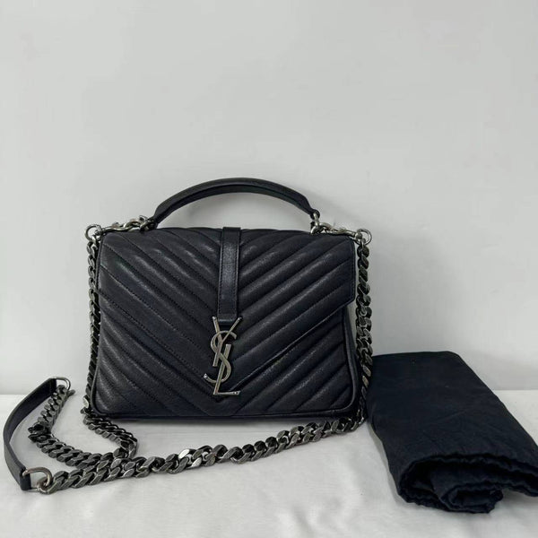 【TikTok Livestream】Saint Laurent/YSL College Medium Black Shoulder Bag/Handbag