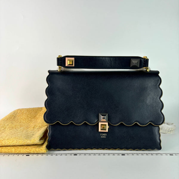 【TikTok Livestream】Fendi Kan I Medium Black Shoulder Bag/Handbag