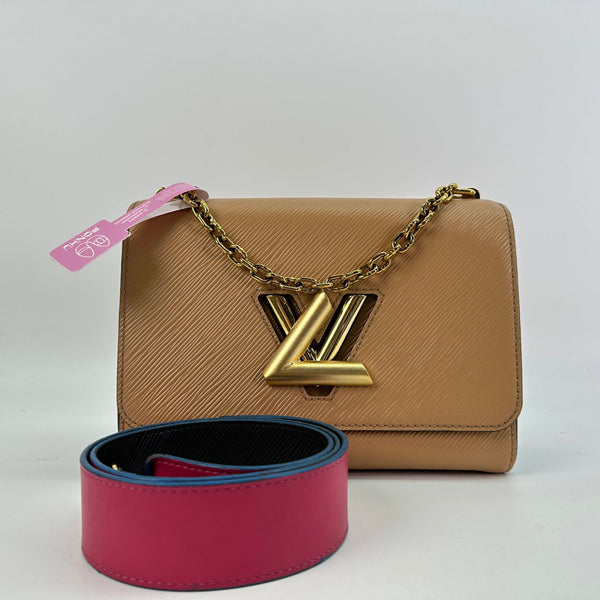 【TikTok Livestream】Louis Vuitton/LV Twist MM Beige/Black With Multicolor Strip Shoulder Bag