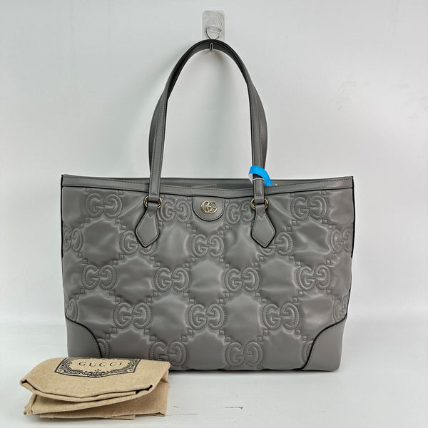 【TikTok Livestream】Gucci/GG Quilted Shopper Bag Grey Tote Bag