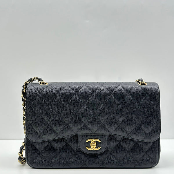 Chanel/CC Double Flap Jumbo Black Shoulder Bag