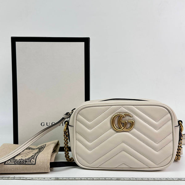 【TikTok Livestream】Gucci/GG Marmont White Camera Bag Crossbody