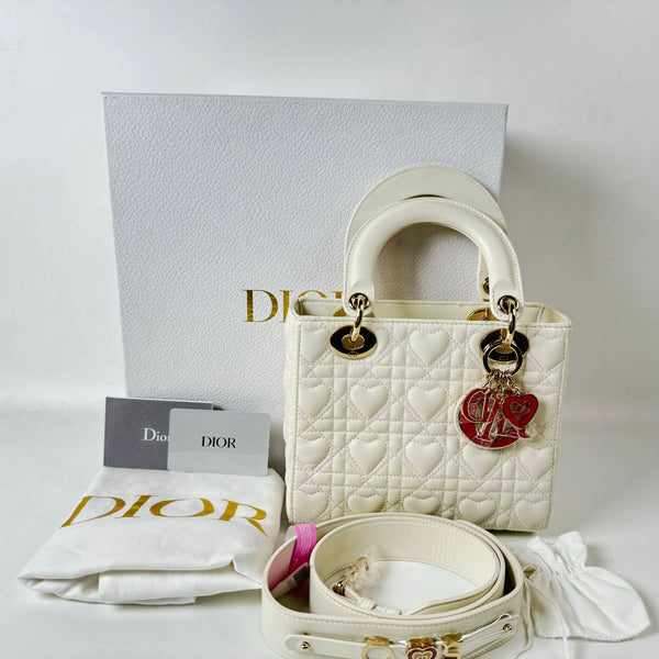 【TikTok Livestream】Dior/CD LadyDior My ABC Cannage Quilted White Special-edition Shoulder Bag/Hand Bag