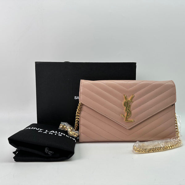 【TikTok Livestream】Saint Laurent/YSL Cassandre Envelope Large Nude Pink Crossbody