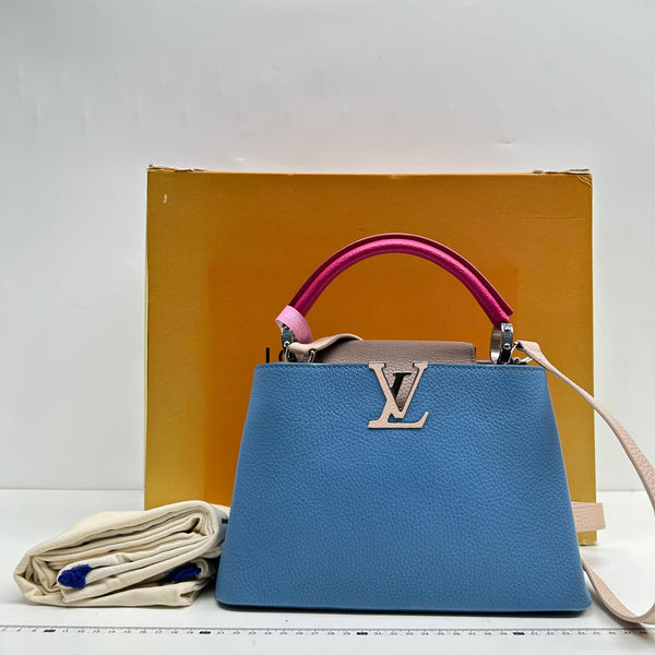 【TikTok Livestream】Louis Vuitton/LV Capucines BB Light Blue With Pink Handle Shoulder Bag