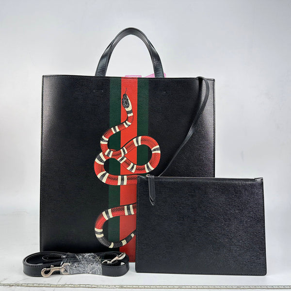 【TikTok Livestream】Gucci/GG Kingsnake Print Ophidia Black Tote Bag