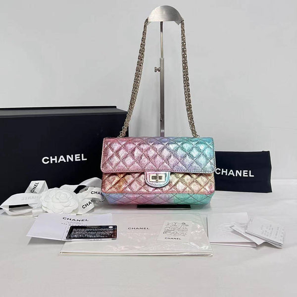 Chanel/CC Reissue 2.55 Medium Double Flap Quilted Goatskin Metallic Multicolor Shoulder Bag