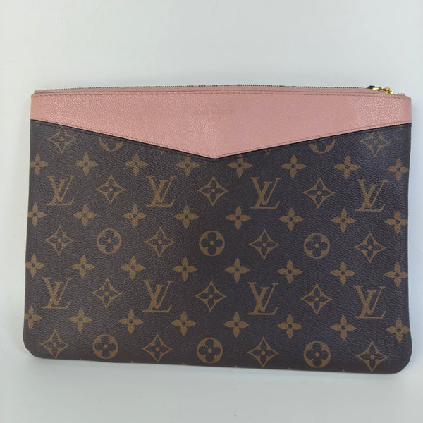 【TikTok Livestream】Louis Vuitton/LV Daily Pouch Coated Canvas Monogram/Pink Clutch