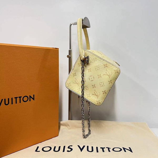 【TikTok Livestream】Louis Vuitton/LV Cube Box Purse Python Monogram Light Yellow Handbag