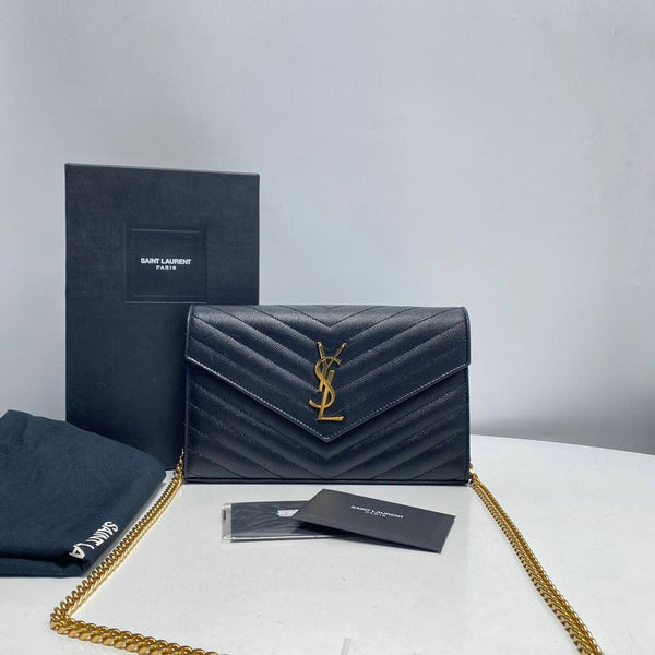 【TikTok Livestream】Saint Laurent/YSL Cassandre Envelope Caviar Black WOC Crossbody