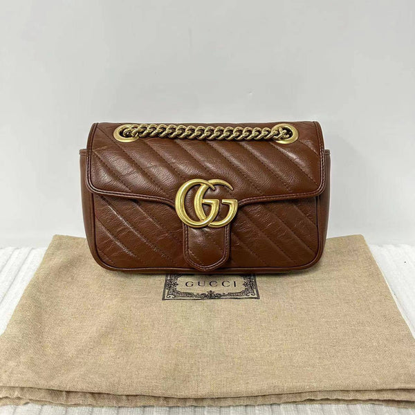 【TikTok Livestream】Gucci/GG Marmont Small Brown Crossbody