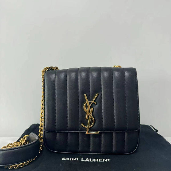 【TikTok Livestream】Saint Laurent/YSL Vicky Medium Black Crossbody