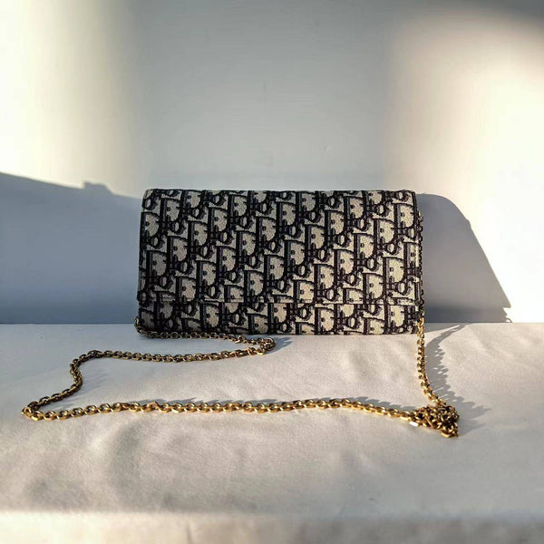 【TikTok Livestream】Dior/CD Bobby Oblique Pouch With Chain Tweed Canvas Crossbody