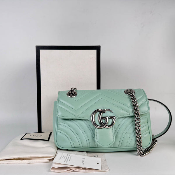 【TikTok Livestream】Gucci/GG Marmont Small Pastel Green Crossbody