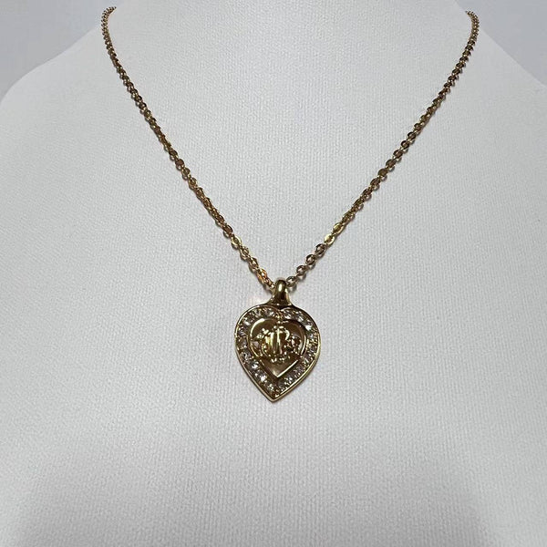 【Jewelry】Dior/CD Heart Pendant Gold Plated Necklace