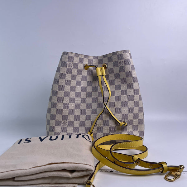 【TikTok Livestream】Louis Vuitton/LV Neo Noe MM Coated Canvas Damier Azur/Yellow Shoulder Bag