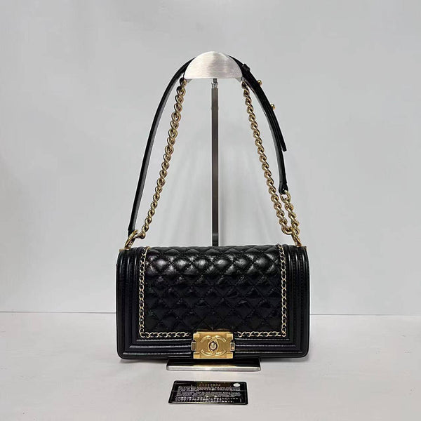 Chanel/CC  Le Boy Medium Black Shoulder Bag