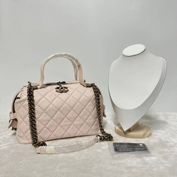 Chanel/CC Quilted Bowling Light Pink Shoulder Bag