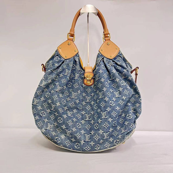 【TikTok Livestream】Louis Vuitton/LV Vintage Mahina XL Monogram Hobo Denim Blue Handbag