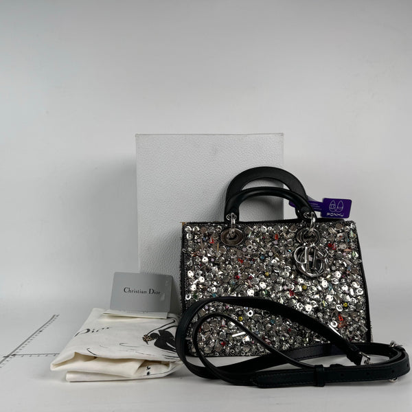 【TikTok Livestream】Dior/CD Diorissimo Mini Embellished Satin Beaded Limited Edition Shoulder Bag/Handbag