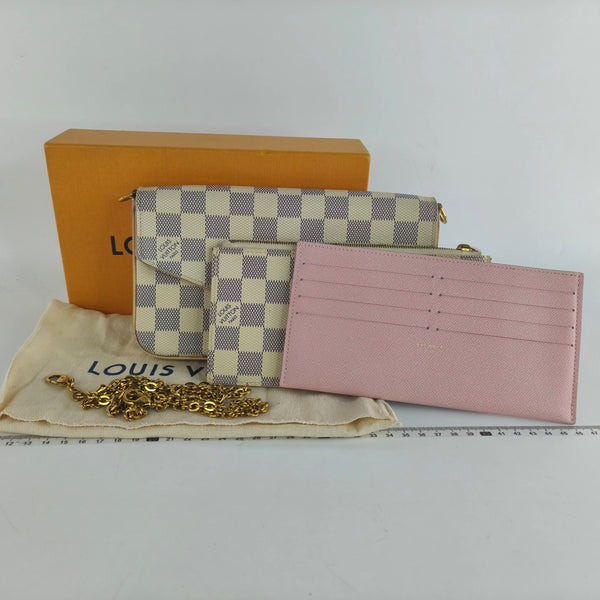 【TikTok Livestream】Louis Vuitton/LV Pochette Felicie Coated Canvas Damier Azur WOC Crossbody