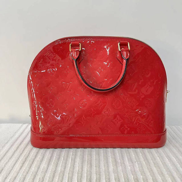 【TikTok Livestream】Louis Vuitton/LV Alma MM Vernis Red Handbag